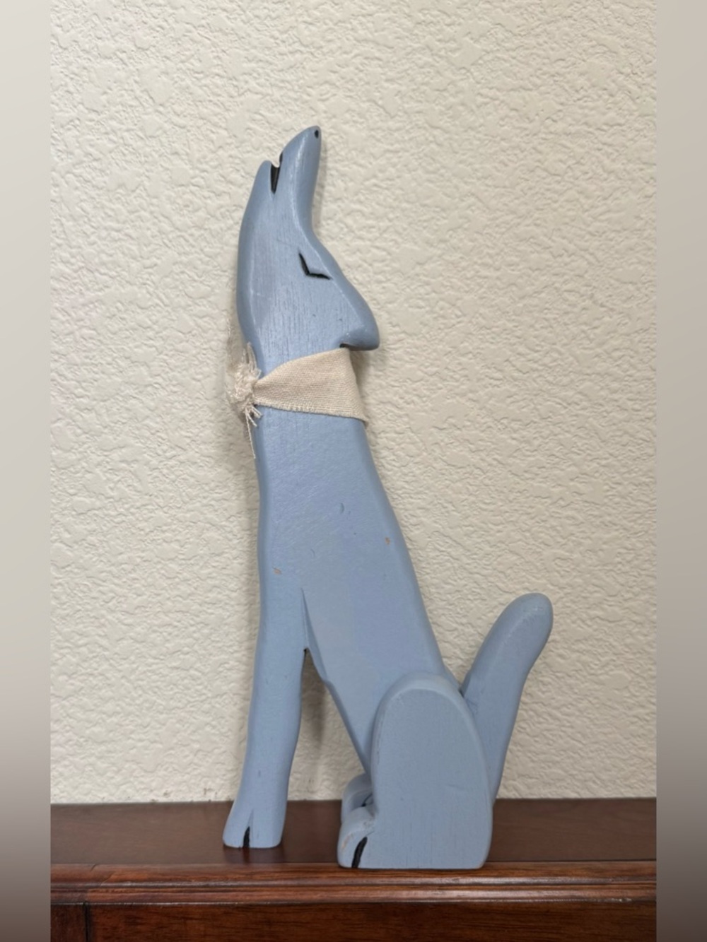 Folk Art Howling Coyote Wooden Figurine